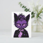 Paarse Halloween Kat Briefkaart (Staand voorkant)