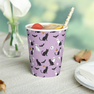 Paarse Halloween kat Papieren Bekers