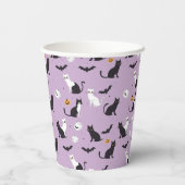 Paarse Halloween kat Papieren Bekers (Achterkant)