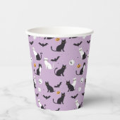 Paarse Halloween kat Papieren Bekers (Voorkant)