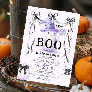 Paarse Halloween kleine boe neutrale babyshower Kaart
