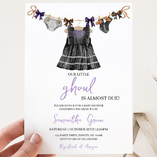 Paarse Halloween Kleine Ghoul Baby Shower Kaart