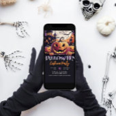 Paarse Halloween kostuumfeest Kaart