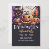 Paarse Halloween kostuumfeest Kaart (Voorkant)