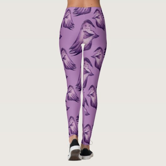 Paarse Halloween Leggings - Ghosts Goblins Pattern (Achterkant)
