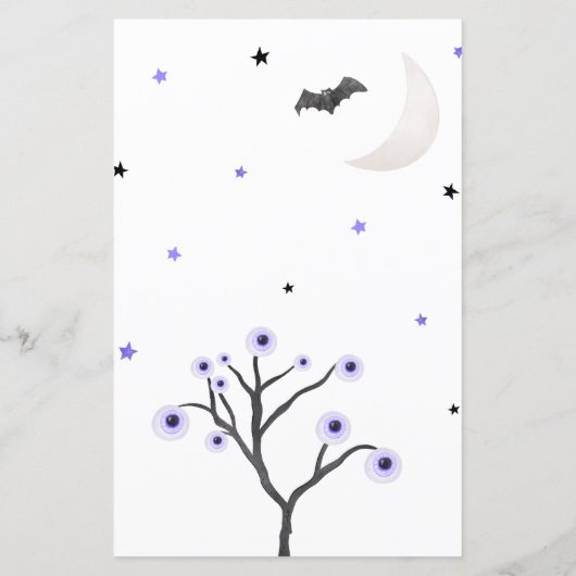 Paarse Halloween Little Boo Baby shower Bingo spel (Achterkant)