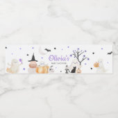Paarse Halloween Little Boo Baby shower Waterfles Etiket (Enkel label)