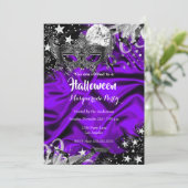 Paarse Halloween Magical Night Masquerade Party Kaart (Staand voorkant)