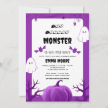 Paarse Halloween Monster Baby Shower Ontwerp