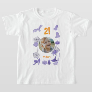 Paarse Halloween op maat met foto, leeftijd en ver T-shirt