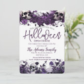 Paarse Halloween Open House Party Kaart (Staand voorkant)