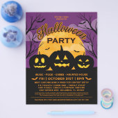 Paarse Halloween Party Black Pumpkins Event Flyer (Enkel)