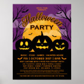Paarse Halloween Party Black Pumpkins Event Poster (Voorkant)
