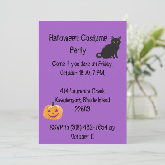 Paarse Halloween Party Save the Date Kaart (Staand voorkant)