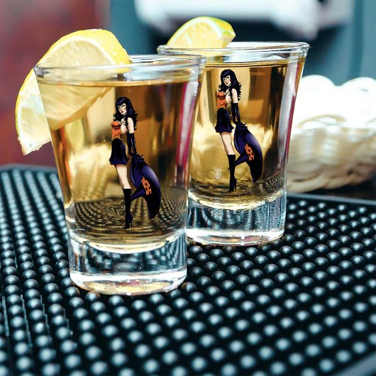 Paarse Halloween Schattigee heks Shot Glas