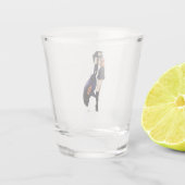 Paarse Halloween Schattigee heks Shot Glas (Achterkant)