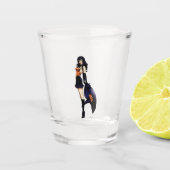 Paarse Halloween Schattigee heks Shot Glas (Voorkant)