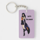 Paarse Halloween Schattigee heks Sleutelhanger (Voorkant)