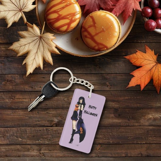 Paarse Halloween Schattigee heks Sleutelhanger