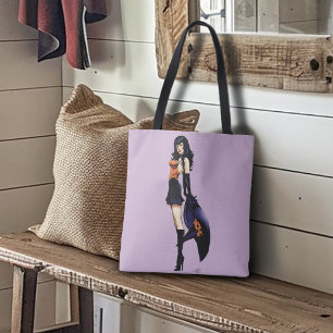 Paarse Halloween Schattigee heks Tote Bag