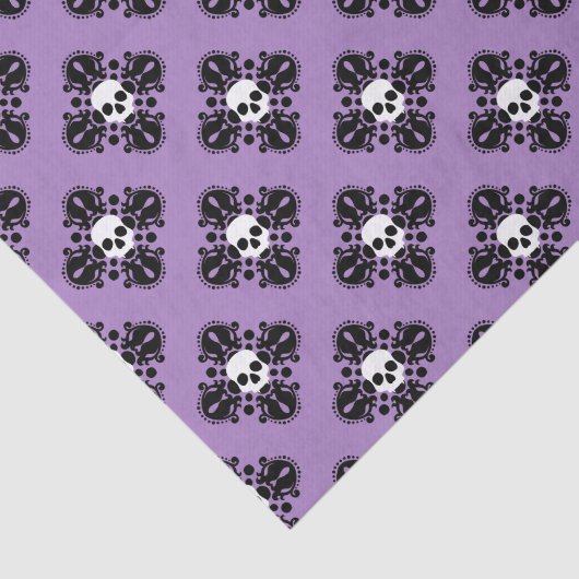 Paarse Halloween schedelpatroon Tissuepapier (Detail)