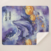 Paarse Halloween Sherpa Deken (Voorkant (horizontaal))