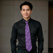 Paarse Halloween Skull Bone Coffin Pattern Stropdas