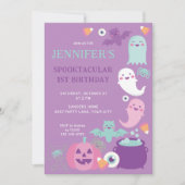 PAARSE HALLOWEEN SPOOKTACULAIR VERJAARDAGSFEEST KAART (Voorkant)