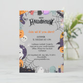 Paarse Halloween Spooky Kaart (Staand voorkant)