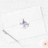 Paarse Halloween Spooky Witch Pet Ronde Sticker (Envelop)