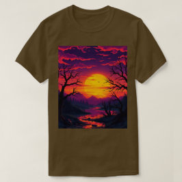 Paarse Halloween Sunset Brown T-shirt