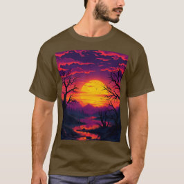Paarse Halloween Sunset Brown T-shirt