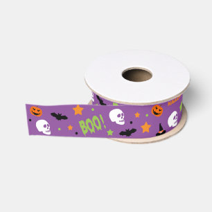 Paarse Halloween-tekens Grosgrain Lint