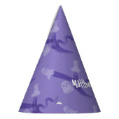 Paarse Halloween-thema verjaardagsfeestje Feesthoedjes (Links)