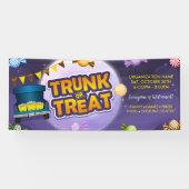 Paarse Halloween Trunk of Treat Snoep Lijst Banner (Horizontaal)