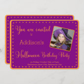 Paarse Halloween verjaardagsfeest uitnodigingskaar Kaart (Voorkant / Achterkant)