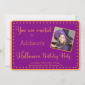 Paarse Halloween verjaardagsfeest uitnodigingskaar Kaart (Voorkant)