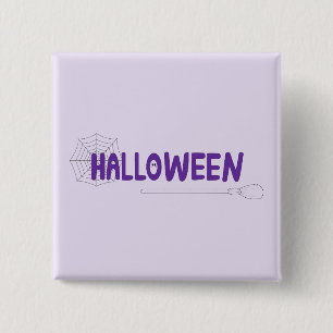 Paarse Halloween-vibes met grillig bezemontwerp Vierkante Button 5,1 Cm