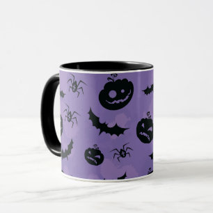 Paarse Halloween Vleermuizen Spinnen Mok