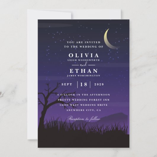 paarse Halloween Wedding Invitations Kaart (Voorkant)