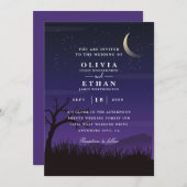 paarse Halloween Wedding Invitations Kaart (Voorkant / Achterkant)