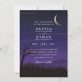 paarse Halloween Wedding Invitations Kaart