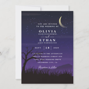 paarse Halloween Wedding Invitations Kaart