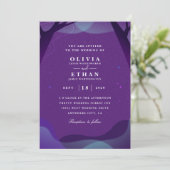 paarse Halloween Wedding Invitations Kaart (Staand voorkant)