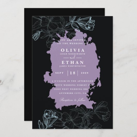 paarse Halloween Wedding Invitations Kaart (Voorkant / Achterkant)