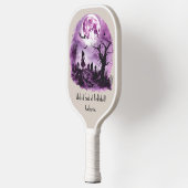 Paarse Halloween Witch Black Cat Graveyard Moon Pickleball Paddle (Links)
