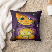 Paarse Halloween Witch Cat Kussen (Deken)