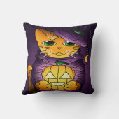 Paarse Halloween Witch Cat Kussen (Achterkant)