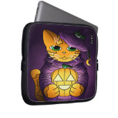 Paarse Halloween Witch Cat Laptop Sleeve (Voorkant Rechts)