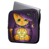 Paarse Halloween Witch Cat Laptop Sleeve (Voorkant Links)